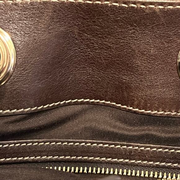 GUCCI Positano Small Beige Brown GG Canvas Leather Tote Bag - Picture 7 of 16